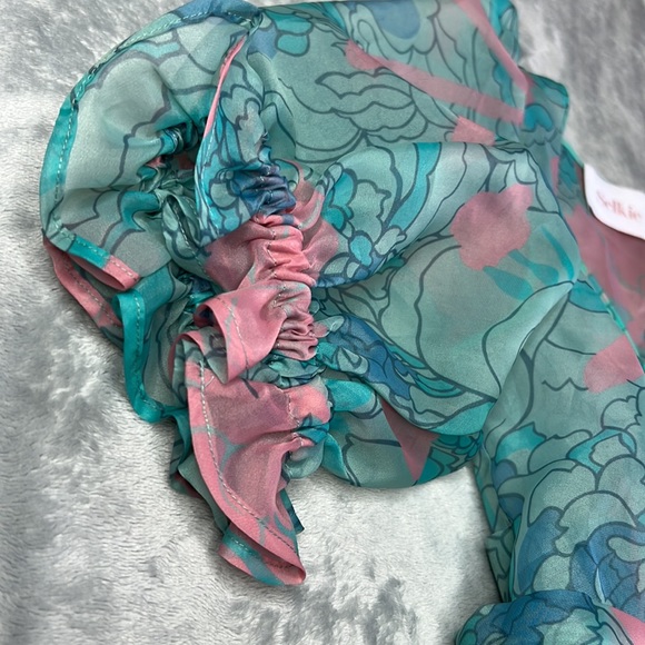 NWOT Selkie Wrap Top Blouse Champagne Mod Print Size 4 - Picture 9 of 12